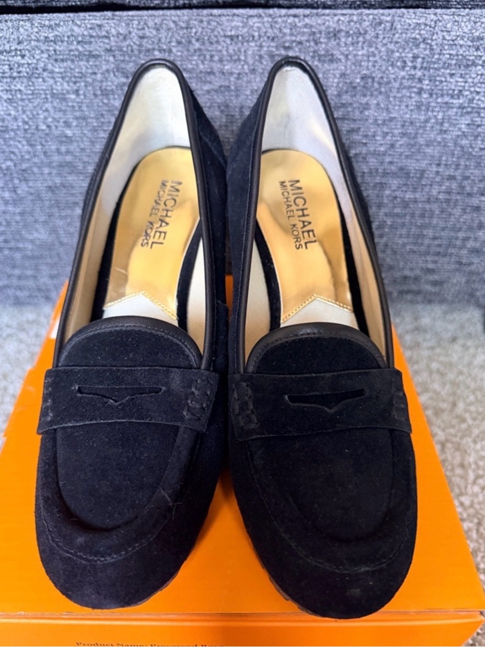 MICHAEL KORS Black Suede Wedge Shoes Heels Sandals Size 7 👠